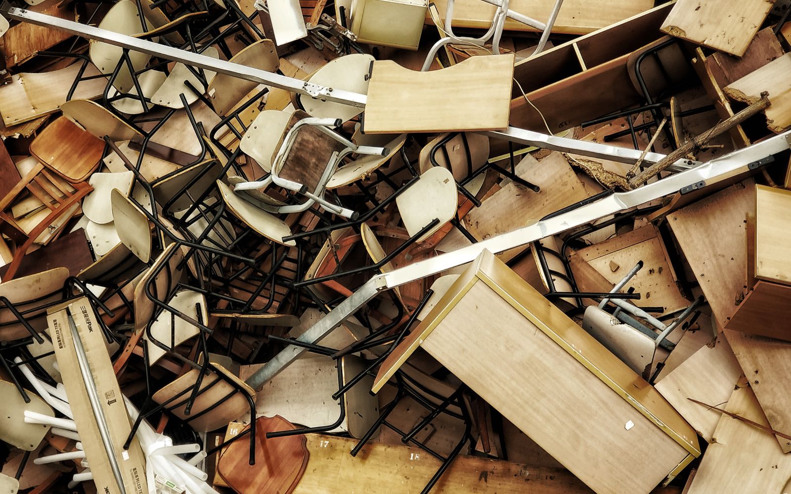 Pile of old furniture ready to be hauled away